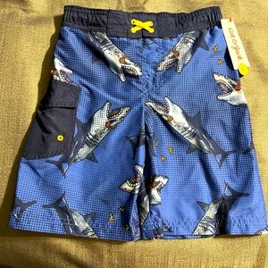 NWT Cat & Jack Shark boy swimming shorts size small 6/7
